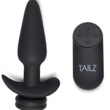 Large Vibrating Anal Plug with Interchangeable Bunny Tail - Black - Royal Sins