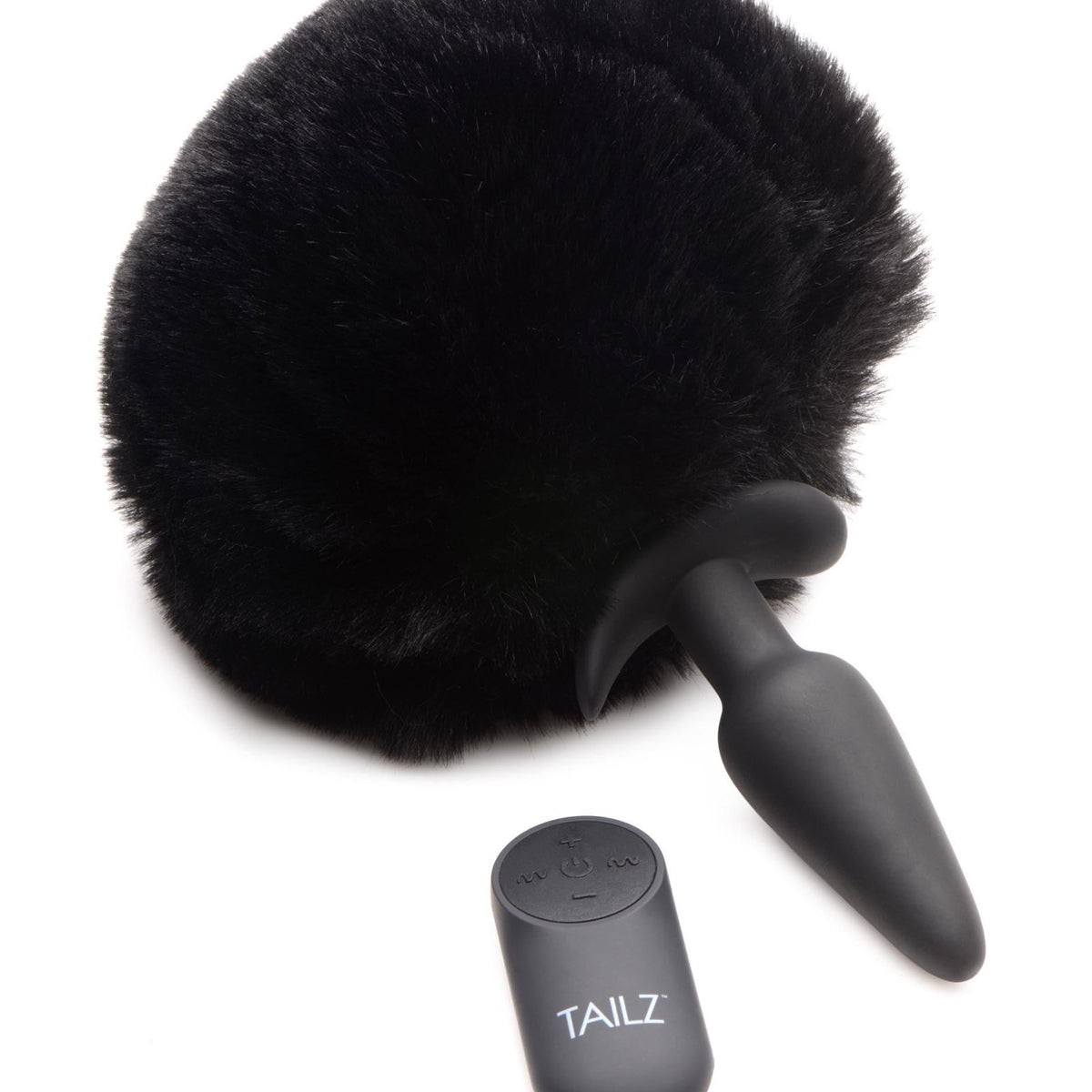 Large Vibrating Anal Plug with Interchangeable Bunny Tail - Black - Royal Sins