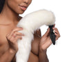 Large Vibrating Anal Plug with Interchangeable Fox Tail - White - Royal Sins