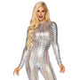 Laser - Cut Metallic Catsuit Silver Medium Hanging Poly Bag - Royal Sins