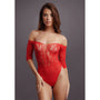 Le Desir Crotchless Rhinestone Teddy Red O/S - Royal Sins
