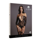 Le Desir Deep - V Criss - Cross Bodystocking Black O/S - Royal Sins