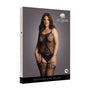 Le Desir Fishnet and Lace Suspender Bodystocking Black Queen Size - Royal Sins