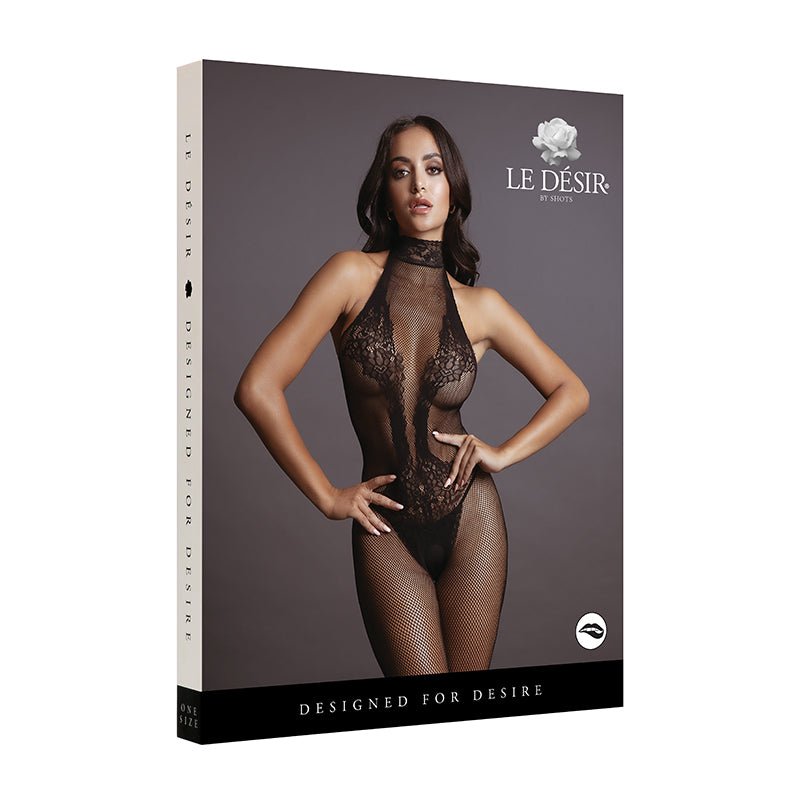 Le Desir Fishnet & Lace High - Neck Bodystocking Black O/S - Royal Sins