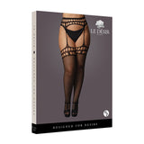 Le Desir Garter Belt Stockings With Open Design Black Queen Size - Royal Sins