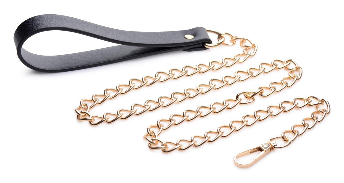 Leashed Lover Black and Gold Chain Leash - Royal Sins