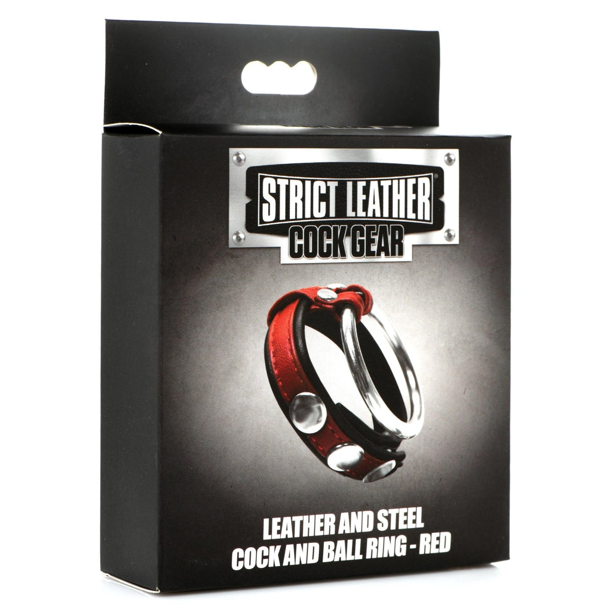 Leather and Steel Cock and Ball Ring - Red - Royal Sins