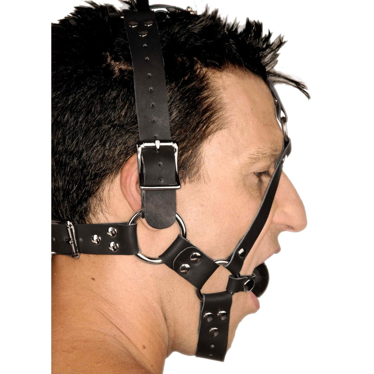 Leather Ball Gag Harness - Royal Sins