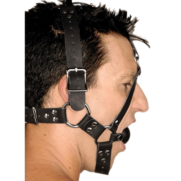 Leather Ball Gag Harness - Royal Sins