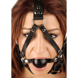 Leather Ball Gag Harness - Royal Sins