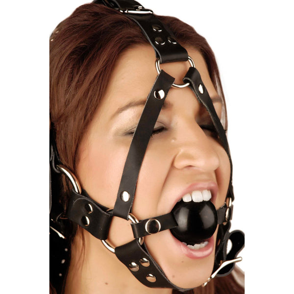 Leather Ball Gag Harness - Royal Sins