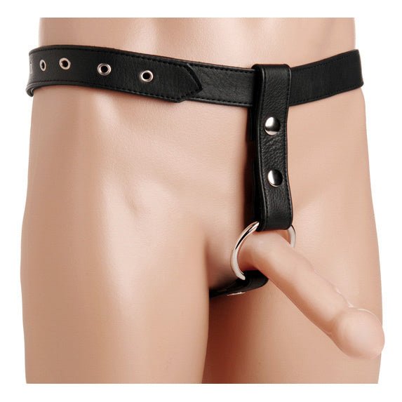 Leather Butt Plug Harness with Cock Ring - Royal Sins