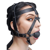 Leather Head Harness with Ball Gag - Royal Sins