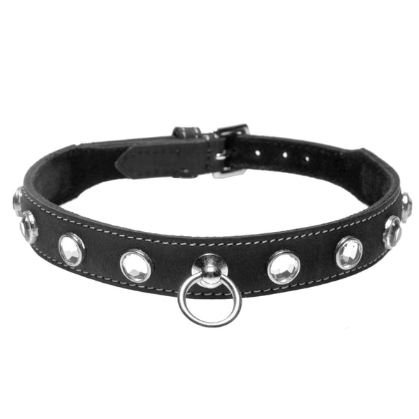 Leather Rhinestone Collar - Diamond - Royal Sins