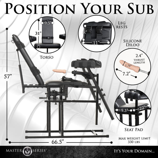 Leg Spreader Obedience Chair with Sex Machine - Royal Sins