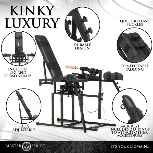 Leg Spreader Obedience Chair with Sex Machine - Royal Sins