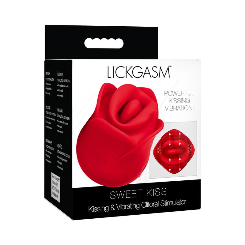 Lickgasm Kissing & Vibrating Rose Clitoral Stimulator Red - Royal Sins