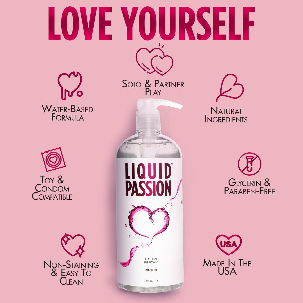 Liquid Passion Natural Lubricant - 34oz - Royal Sins