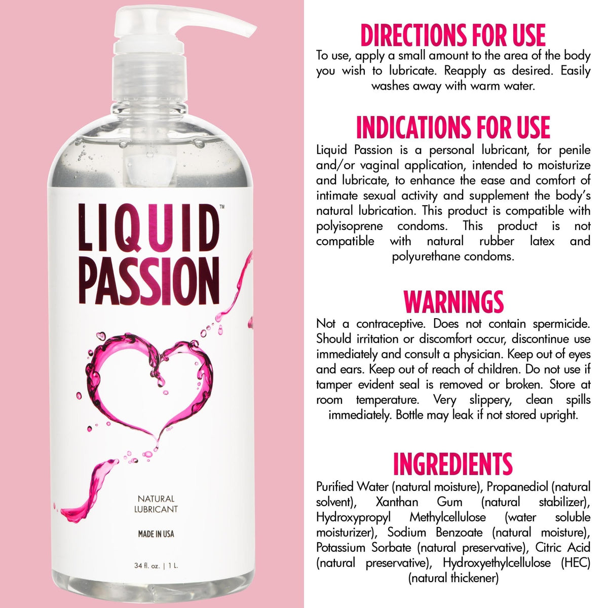 Liquid Passion Natural Lubricant - 34oz - Royal Sins