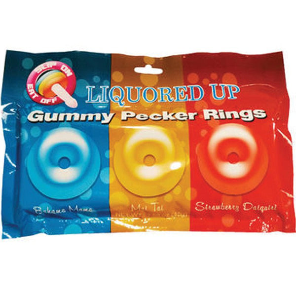 Liquored Up Pecker Gummy Rings - 3pk (Bahama Mama, Mai Tai and Strawberry Daiquiri - Royal Sins