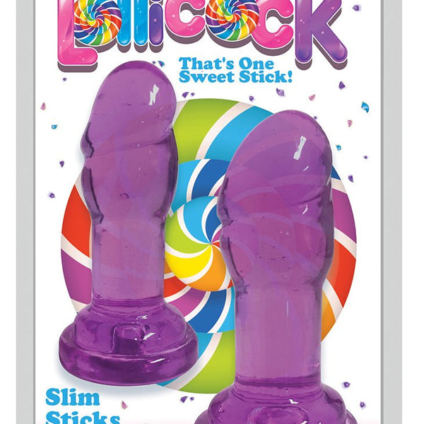 Lollicock Slim Stick Duo Suction Cup Dildos - Purple - Royal Sins