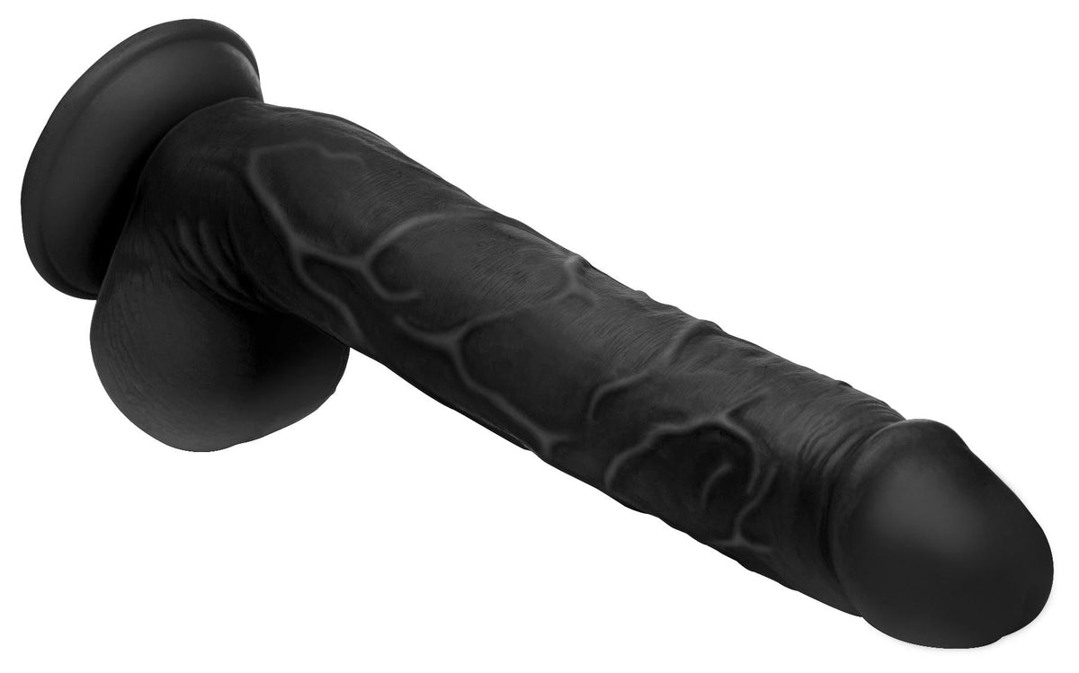 Long Logan 10 Inch Dildo with Balls - Black - Royal Sins