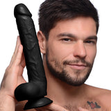 Long Logan 10 Inch Dildo with Balls - Black - Royal Sins