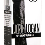 Long Logan 10 Inch Dildo with Balls - Black - Royal Sins