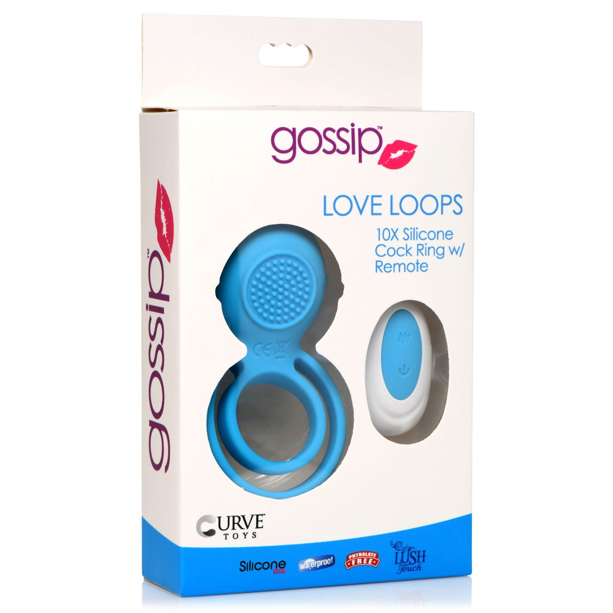 Love Loops 10X Silicone Cock Ring with Remote - Blue - Royal Sins