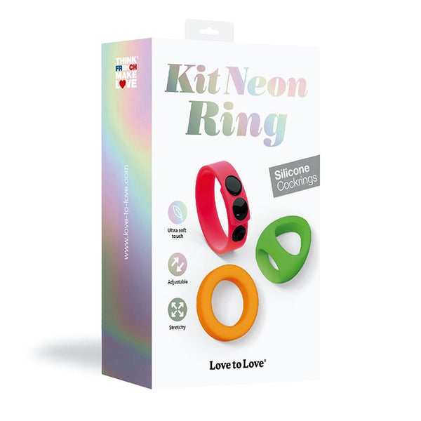 Love to Love Kit Neon Ring Silicone Cockring Set - Royal Sins