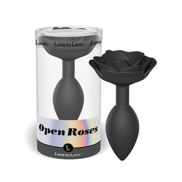 Love to Love Open Roses Silicone Anal Plug Black Onyx L - Royal Sins