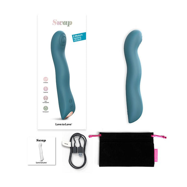 Love To Love Swap Rechargeable Triple Motor Tapping Silicone G - Spot Vibrator Teal Me - Royal Sins