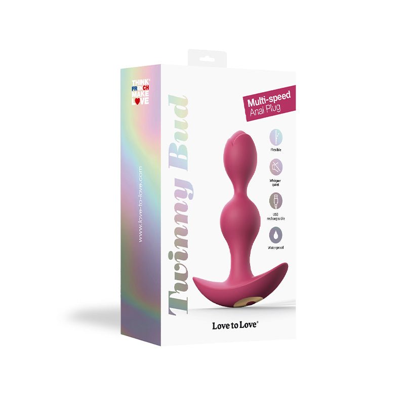 Love to Love Twinny Bud Rechargeable Silicone Multi - Speed Vibrating Anal Plug Plum - Royal Sins