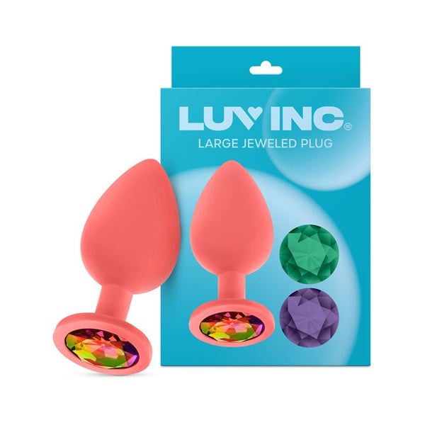 Luv Inc Jp33 Jeweled Large Plug Silicone with 3 - Piece Interchangeable Gems Coral - Royal Sins