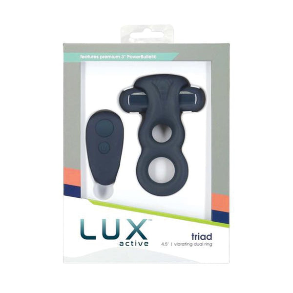 Lux Active Triad 4.5 in. Vibrating Dual Ring Silicone Black - Royal Sins