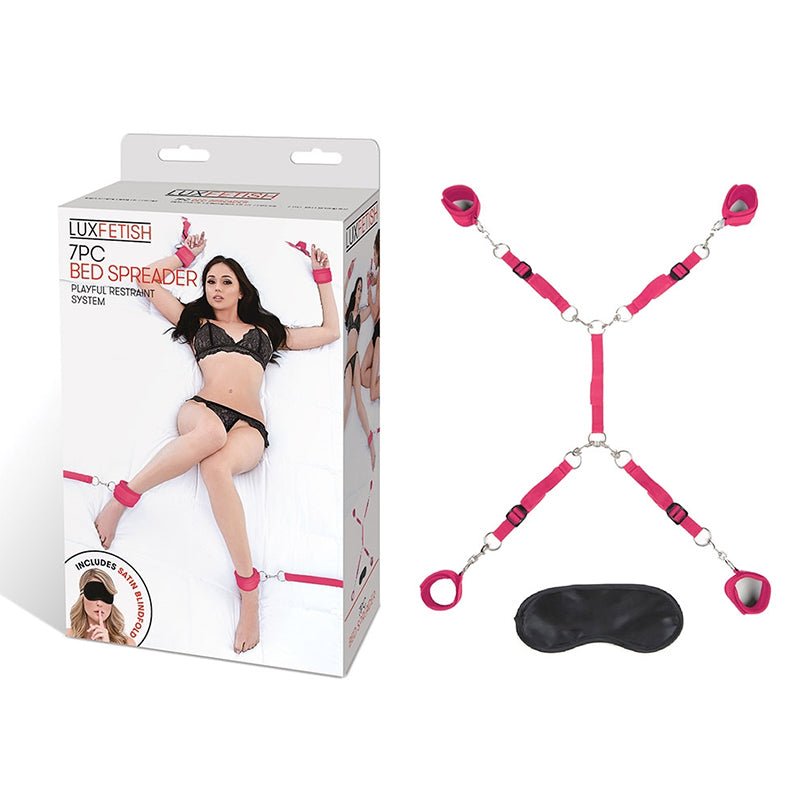 Lux Fetish 7 - Piece Bed Spreader Playful Restraint System Hot Pink - Royal Sins