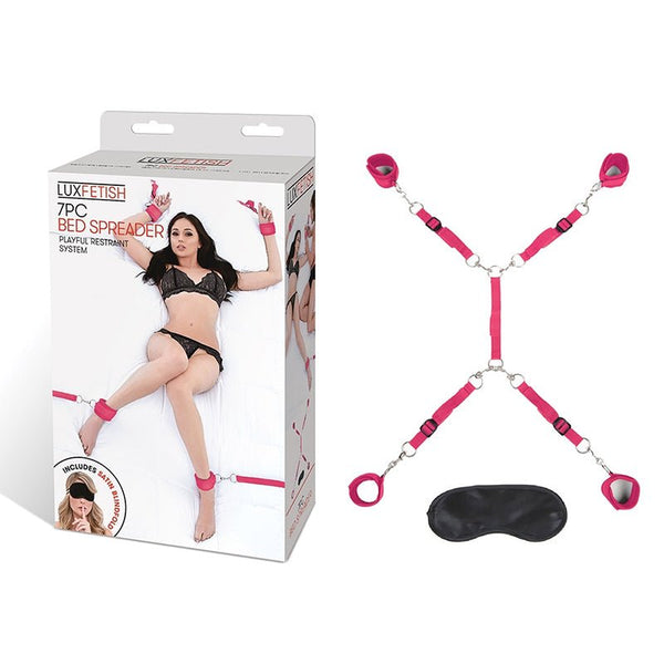 Lux Fetish 7 - Piece Bed Spreader Playful Restraint System Hot Pink - Royal Sins