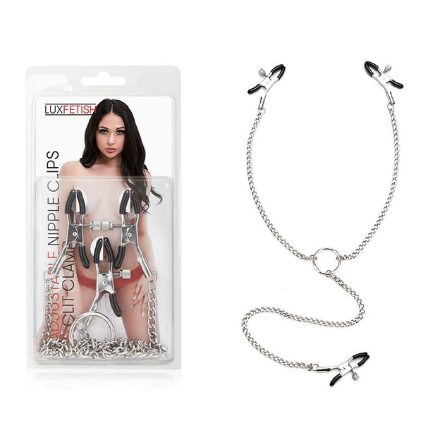 Lux Fetish Adjustable Nipple Clips & Clit Clamp - Royal Sins
