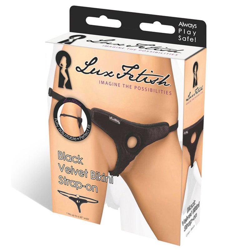 Lux Fetish Black Velvet Bikini Strap - On - Royal Sins