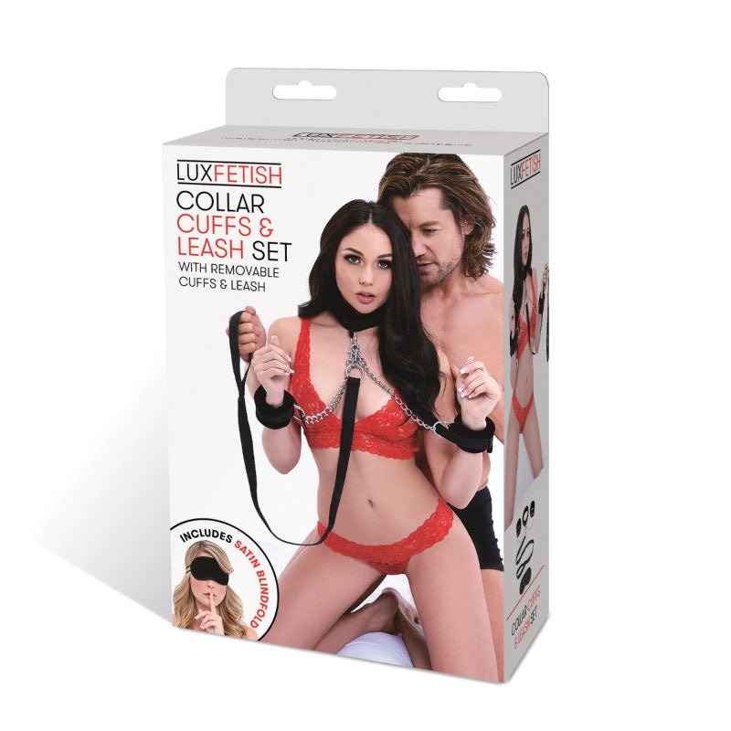 Lux Fetish Collar Cuffs & Leash Set - Royal Sins