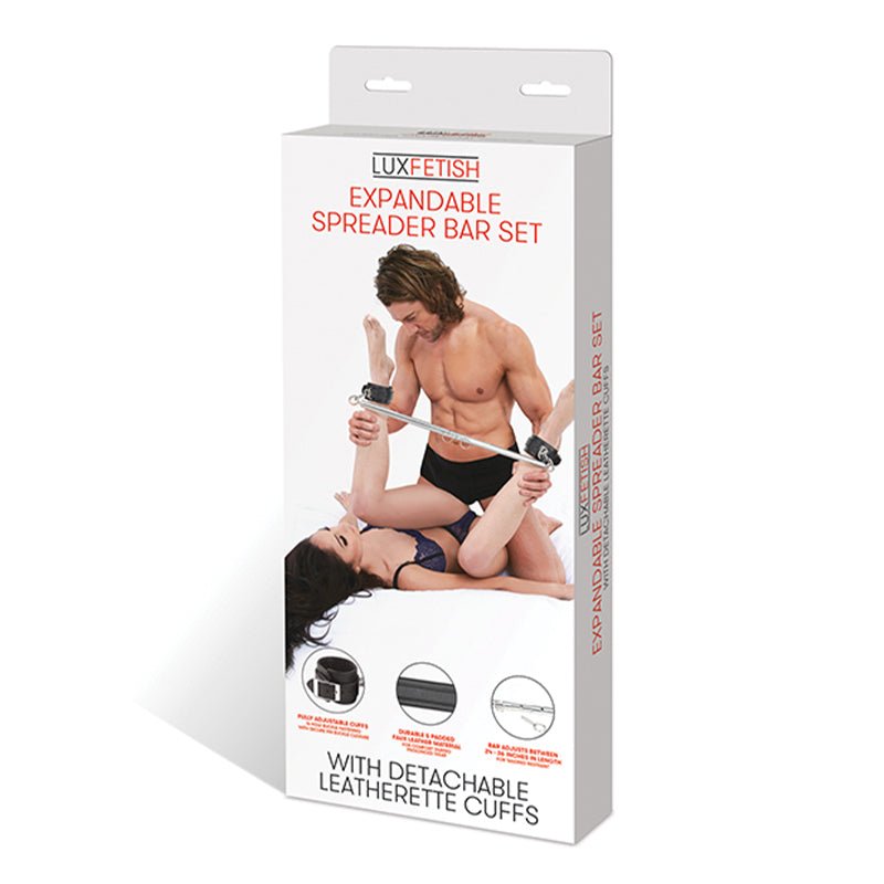 Lux Fetish Expandable Spreader Bar Set with Detachable Leatherette Cuffs - Royal Sins
