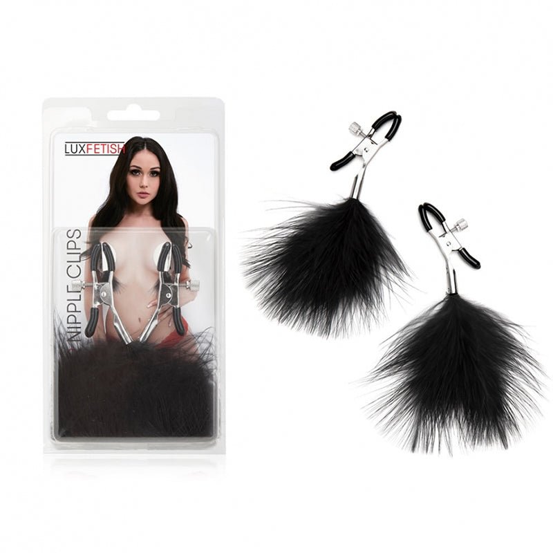 Lux Fetish Feather Nipple Clips - Royal Sins