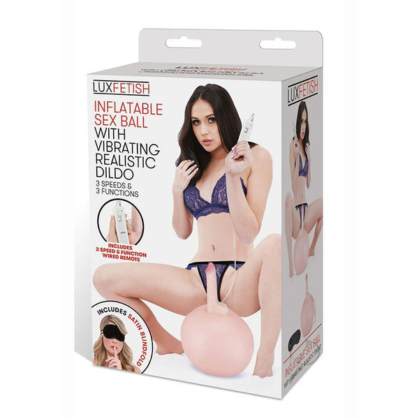 Lux Fetish Inflatable Sex Ball with Vibrating Realistic Dildo Remote - Controlled - Royal Sins