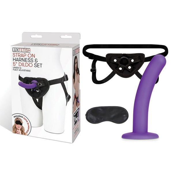 Lux Fetish Strap - On Harness & 5 in. Dildo Set - Royal Sins
