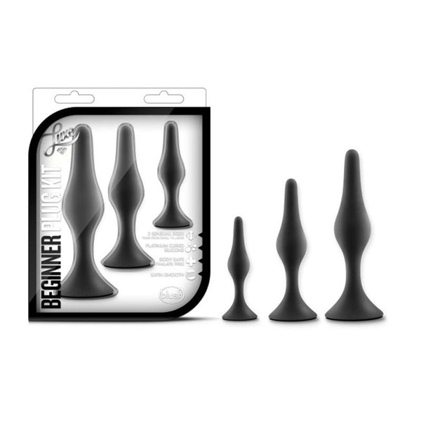 Luxe 3 - Piece Silicone Beginner Plug Kit Black - Royal Sins