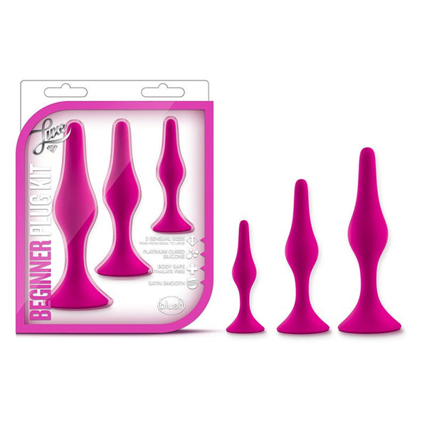 Luxe 3 - Piece Silicone Beginner Plug Kit Pink - Royal Sins