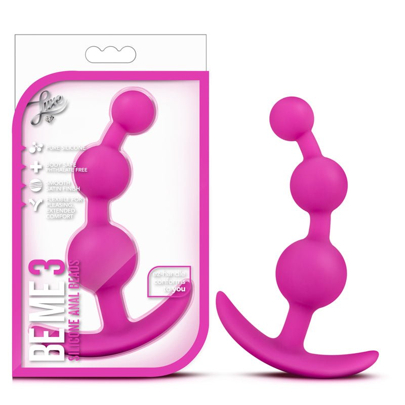 Luxe Be Me 3 Silicone Anal Beads Plug Pink - Royal Sins