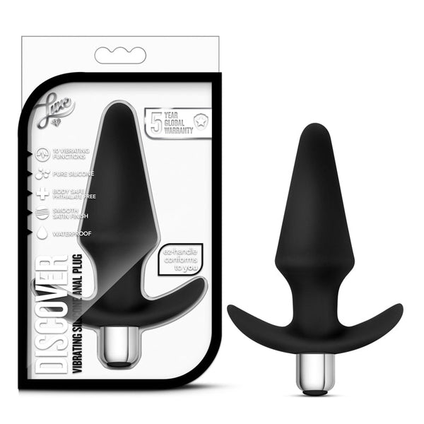 Luxe Discover Vibrating Silicone Anal Plug Black - Royal Sins