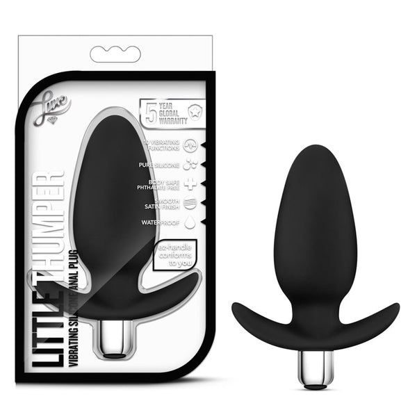 Luxe Little Thumper Vibrating Silicone Anal Plug Black - Royal Sins