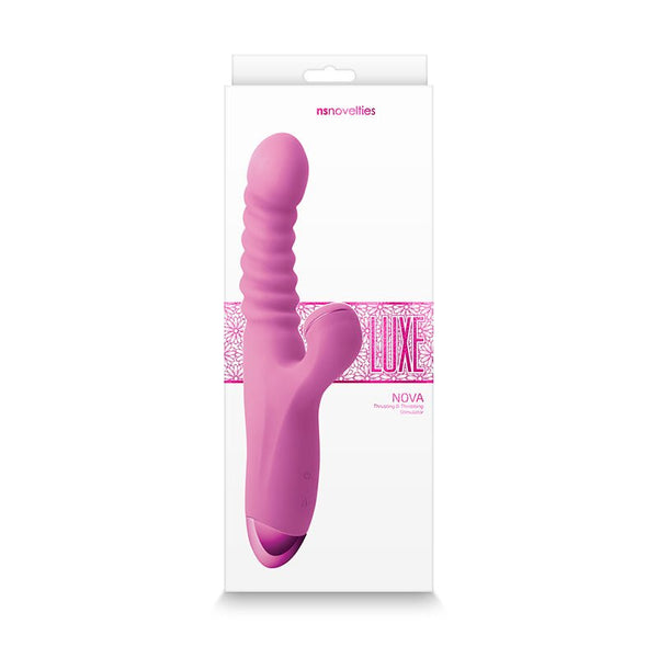 Luxe Nova Rechargeable Thrusting & Throbbing Stimulator Pink - Royal Sins
